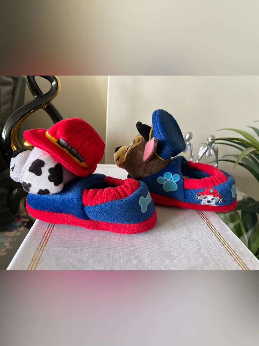 Paw Patrol Boys Slippers - Size 5-6 - Chase and Marshall